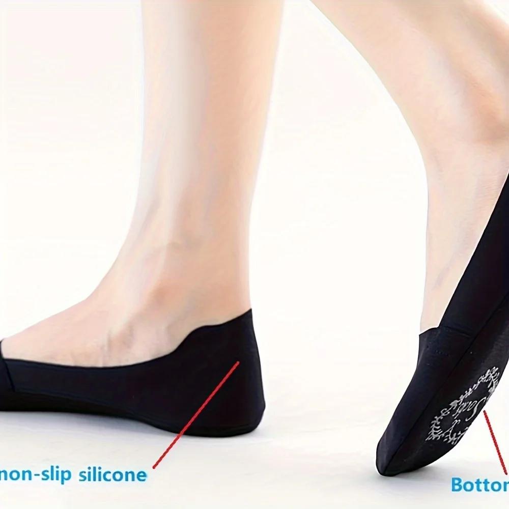 Женские носки-невидимки 5-8 пар - нескользящие низкие подкладки для плоской обуви и лодочек, дышащие и невидимые