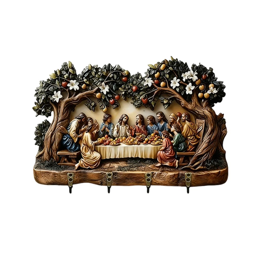 Деревянный многофункциональный держатель для ключей, Деревянный держатель для ключей на тему Причастия, Религиозный настенный декор для дома, Многофункциональный органайзер с