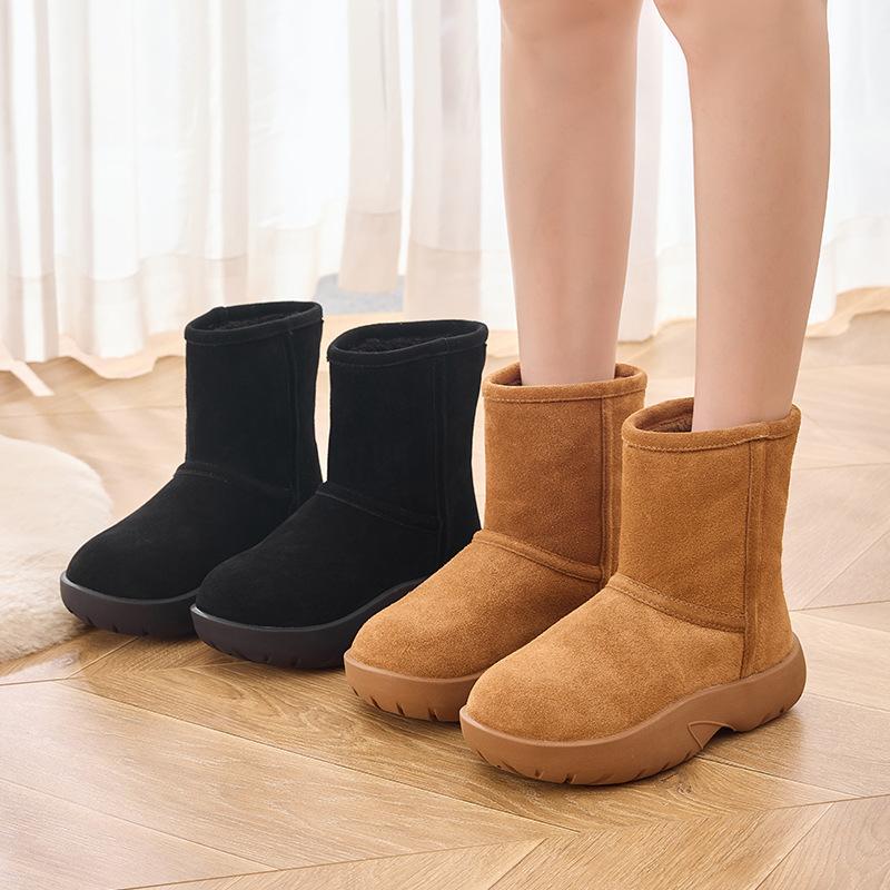 Обувь из натуральной кожи, зимние сапоги, теплые хлопковые ботинки для женщин, чтобы согреться