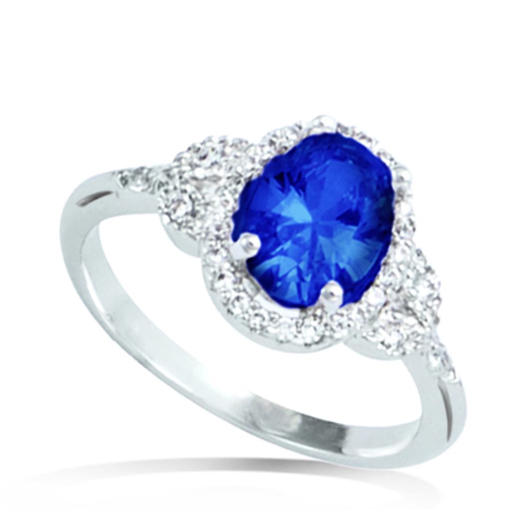 Silver Ring 'Sissi' Silver Blue (rhodium) - 10x9 Mm