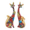 2PCS Colorful Cat Statue Graffiti Multicolor Cat Figurine Resin Animal Sculpture Desktop Ornaments