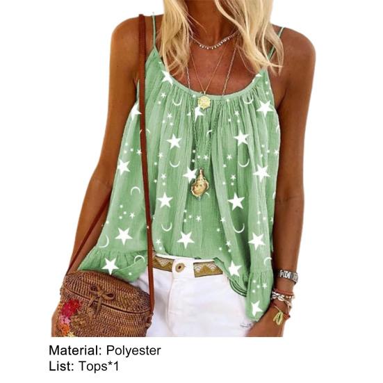 Блузка на тонких бретельках с принтом Star Moon, жилет без рукавов с U-образным вырезом, камзол