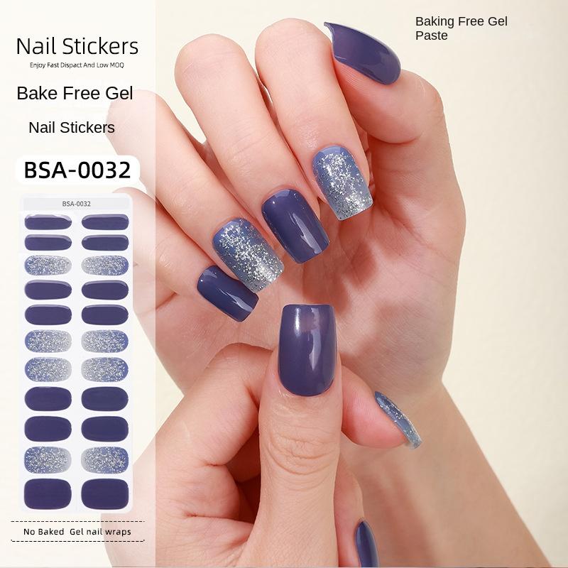 Bake-free Gel Manicure Stickers French Onion Powder Semi-cured Nail Stickers