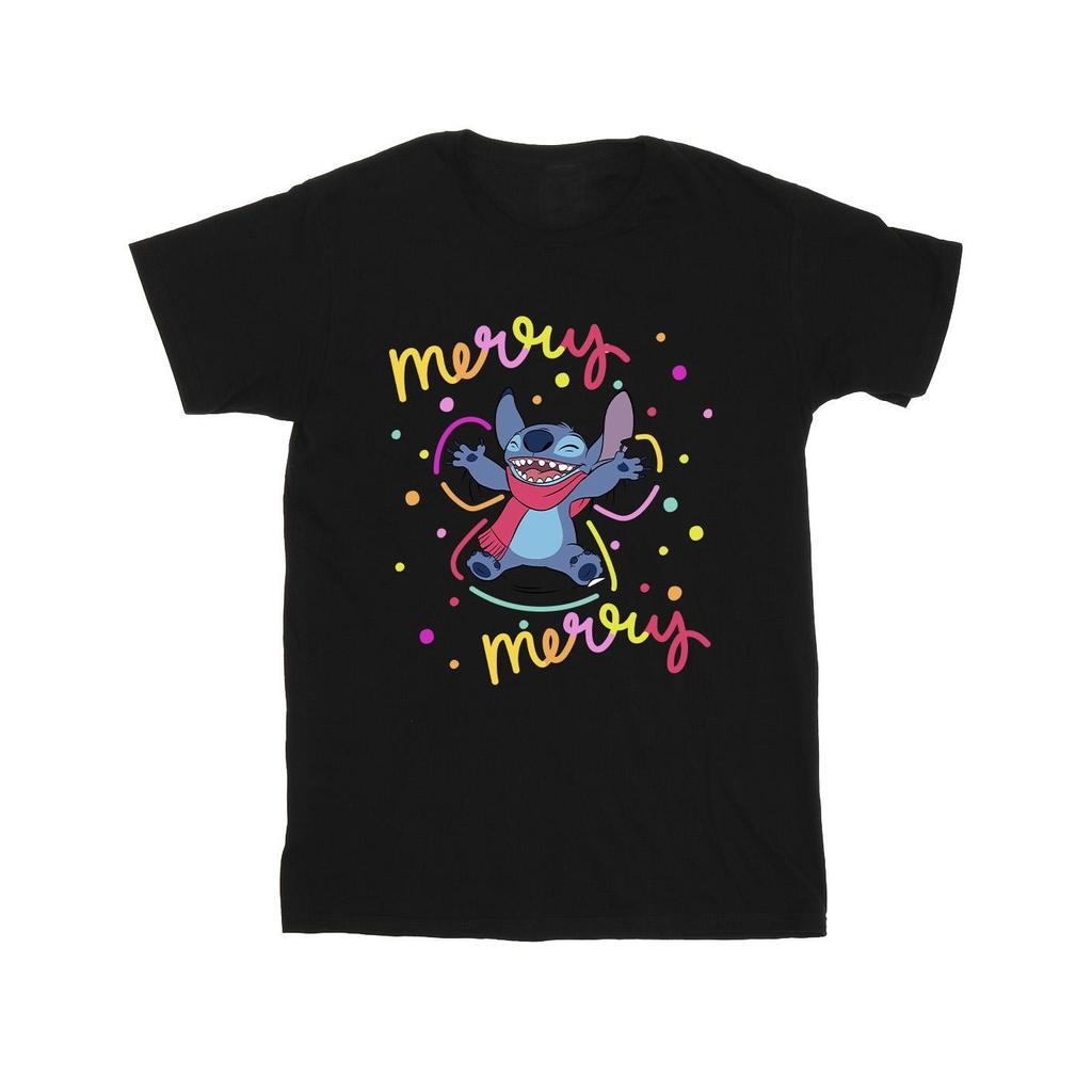 Disney Mens Lilo & Stitch Merry Rainbow T-Shirt