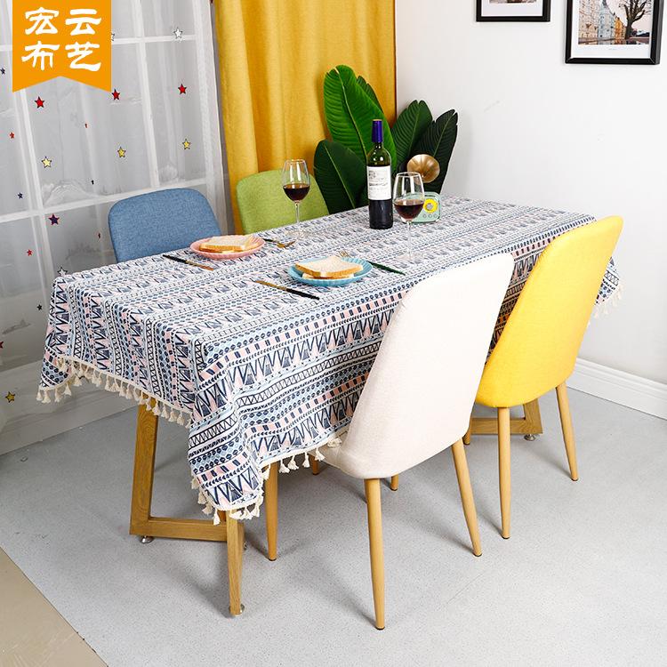 Скатерть в этническом стиле «Четыре сезона» в стиле ретро, ​​хлопковая льняная скатерть с богемным принтом, скатерть для обеденного стола, скатерть для журнального стола, прямоугольная скатерть