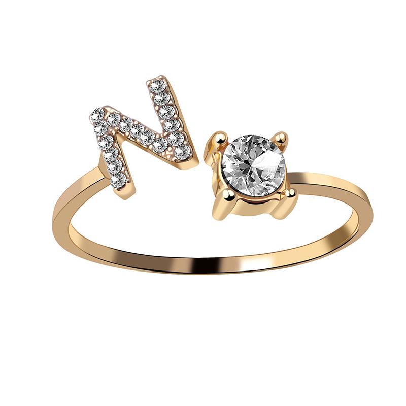 Женское регулируемое повседневное кольцо с буквой AZ, инициалом имени, модное, со стразами, для пары, элегантное, новое, складывающееся кольцо