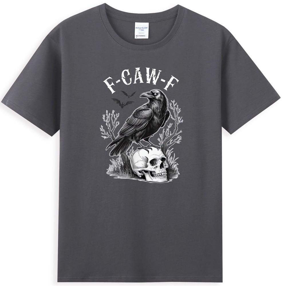 Halloween F Caw F Black Bird FCawF Crow With Skull Horror Graphic TShirt
