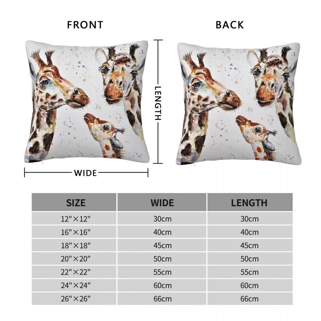 Giraffe Family Unit Square Pillowcase Polyester Linen Velvet Creative Zip Decorative Pillow Case Home Cushion Cover