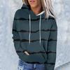 Ladies Fashion Casual Long Sleeve Striped Print Hoodie
