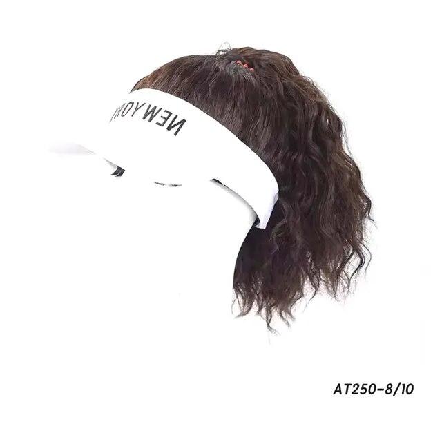 Шляпа парик с синтетическими волосами, летняя шляпа от солнца, бейсболка, короткие волнистые вьющиеся волосы для женщин, мода