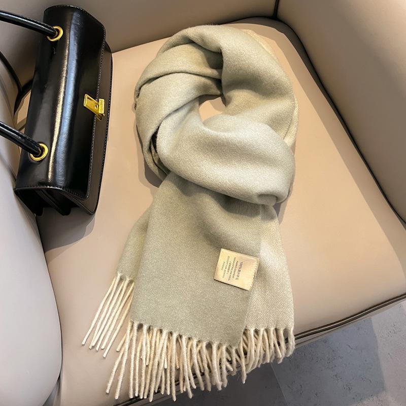 Шарф из чистой шерсти с плавным переходом цвета, женский зимний универсальный, с кисточками, длинный, двусторонний, цветной, большая шаль двойного назначения, новый