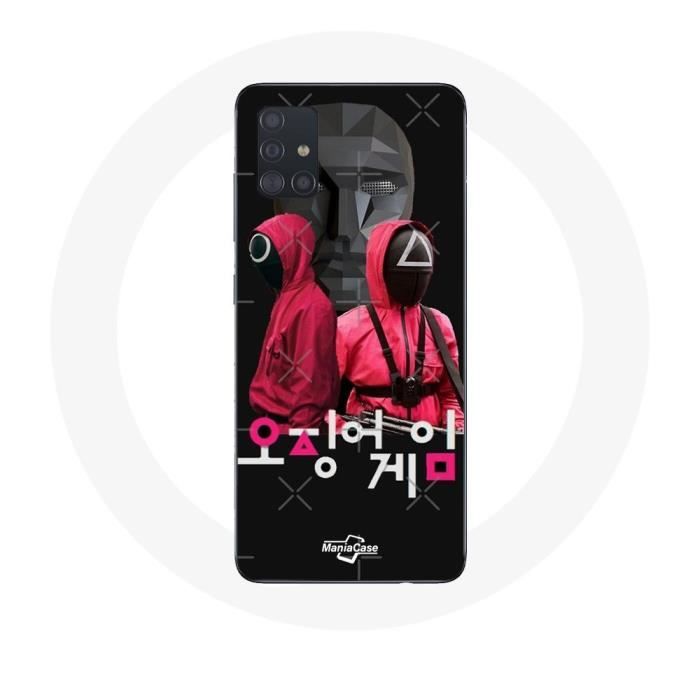 Coque pour samsung galaxy A71 Squid Game Affiche masques soldats logo coréen