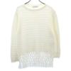 Unused D'un a Dix Long Sleeve Fringed Hem Cotton Knit 38 White Sweater Women Used