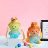 800 мл пластиковая бутылка для воды Kawaii Bear с соломенным портативным ремешком, милые детские бутылки, чашка для чая с пузырьками молока