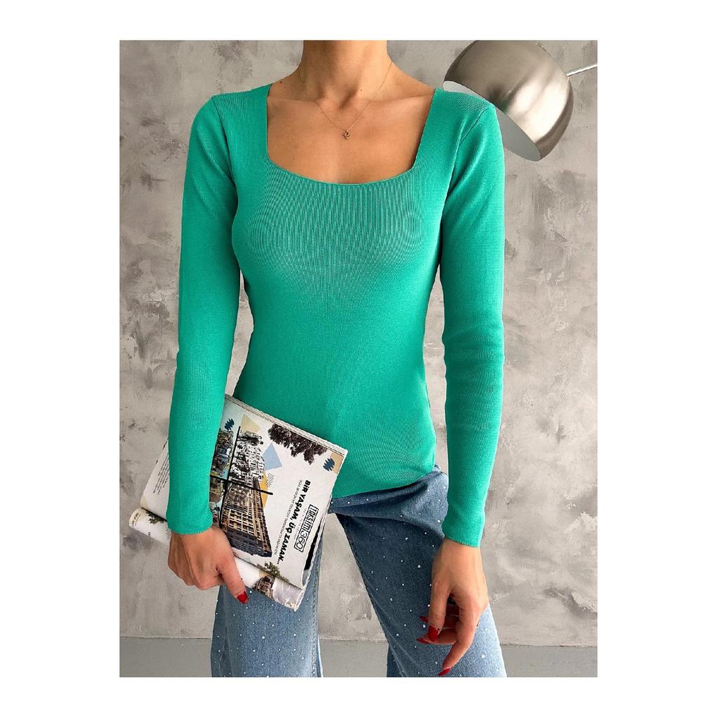 Женский трикотаж с квадратным воротником, сезонный свитер