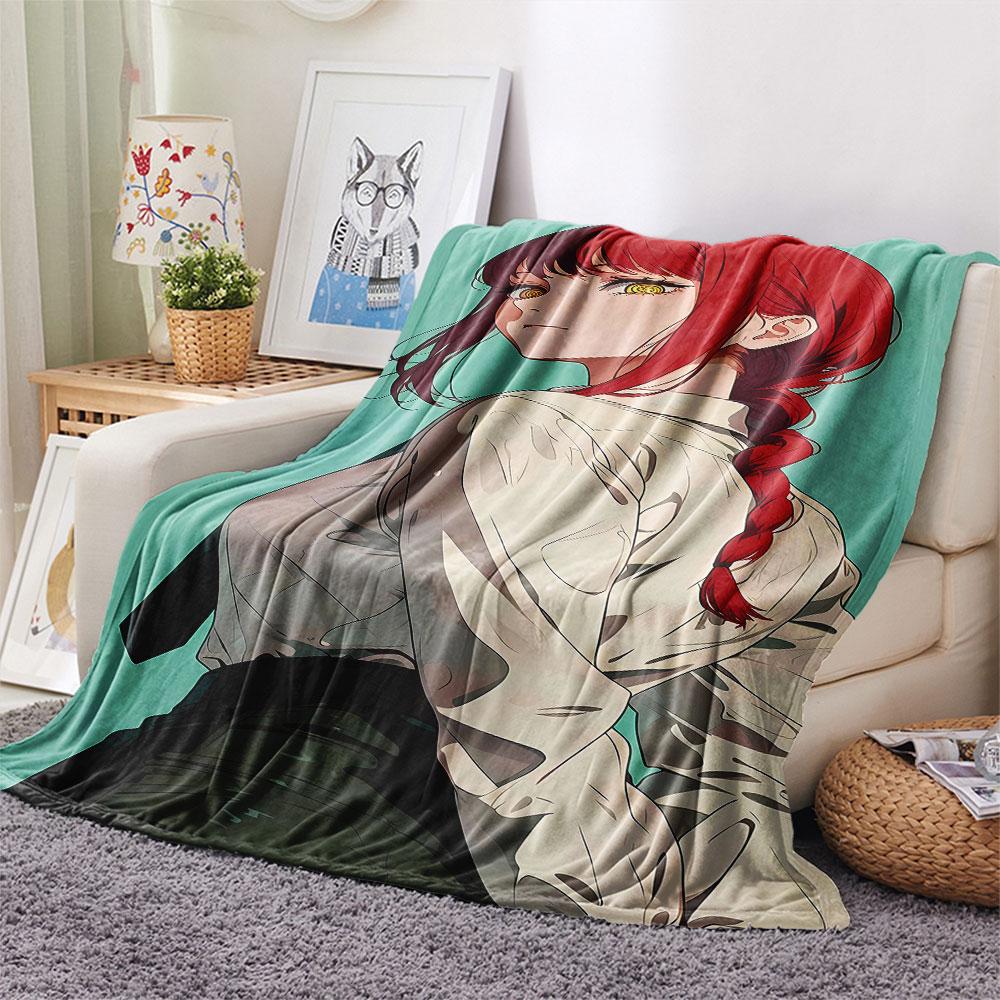 1PC Makima Patterned Flannel Blanket Suitable For All Seasons for Home Decor Warmth and Comfort Gifts Holiday Present
