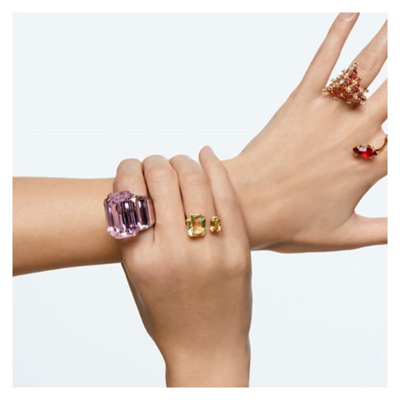Swarovski Lucent octagonal inlay design metal ring women's pink 5607361