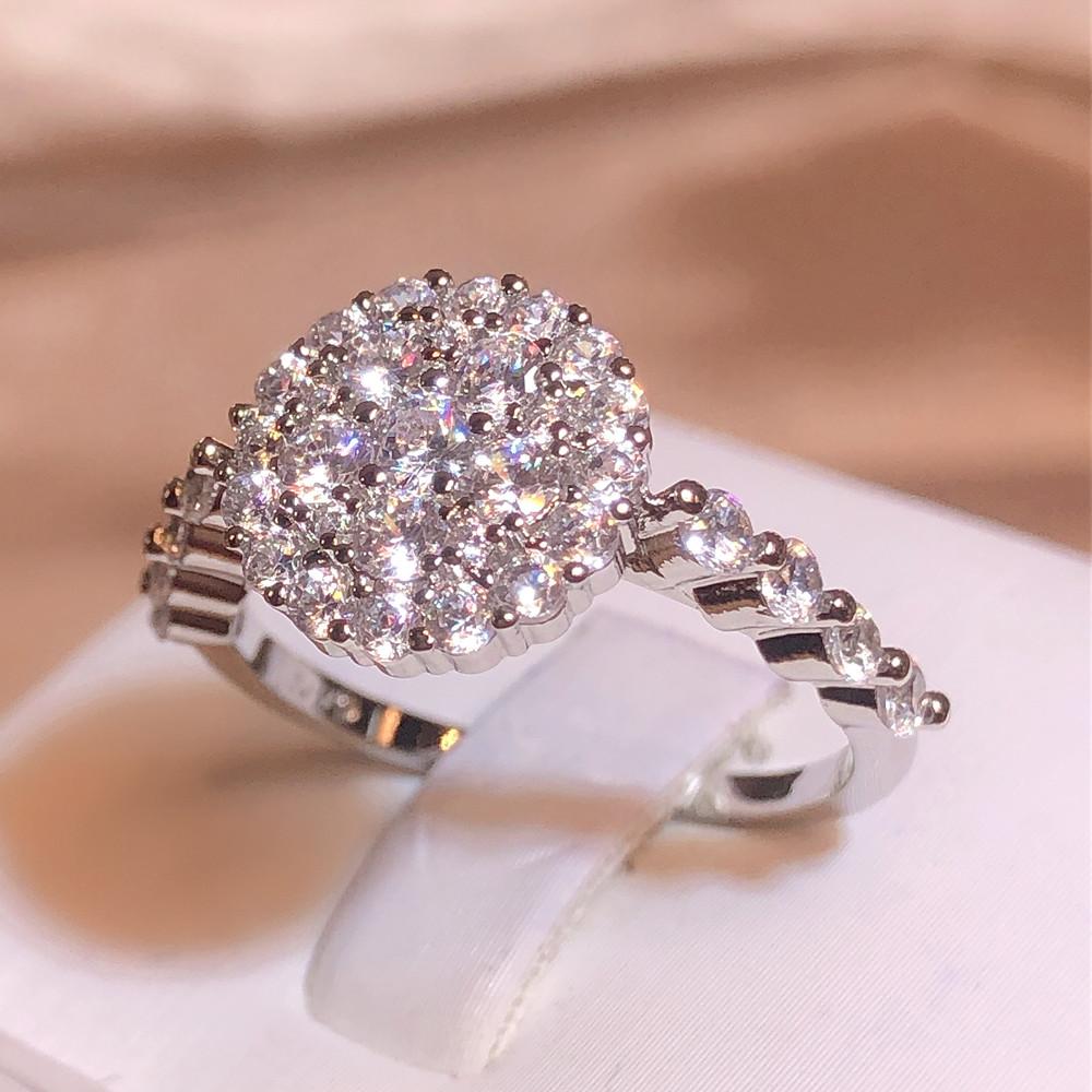 Bling Iced Out CZ кольца для женщин, роскошные обручальные кольца серебряного цвета, женские кольца на палец, вечерние, современные модные украшения