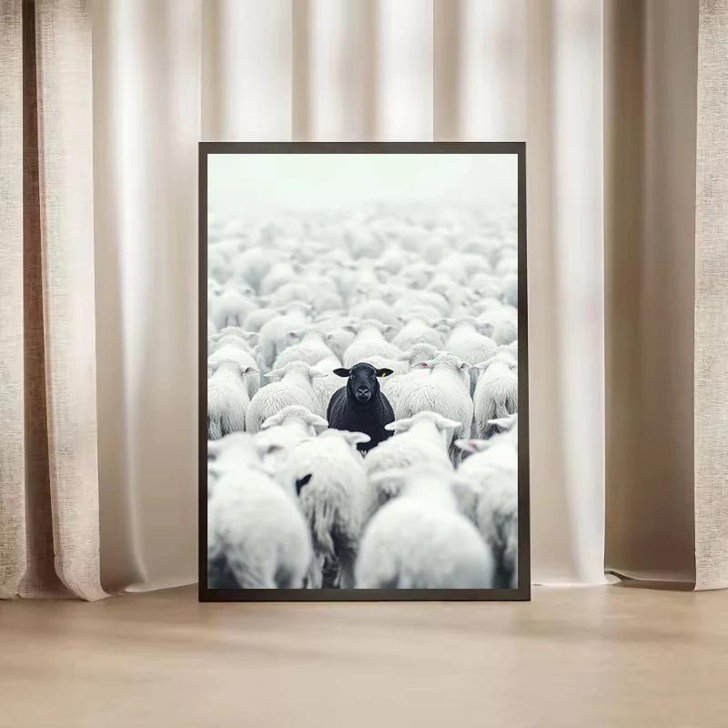 Black Sheep Canvas Poster, Art Decor Classic Retro Style, Frameless Wall Hanging Decor Print Painted Artwork, Home Decor