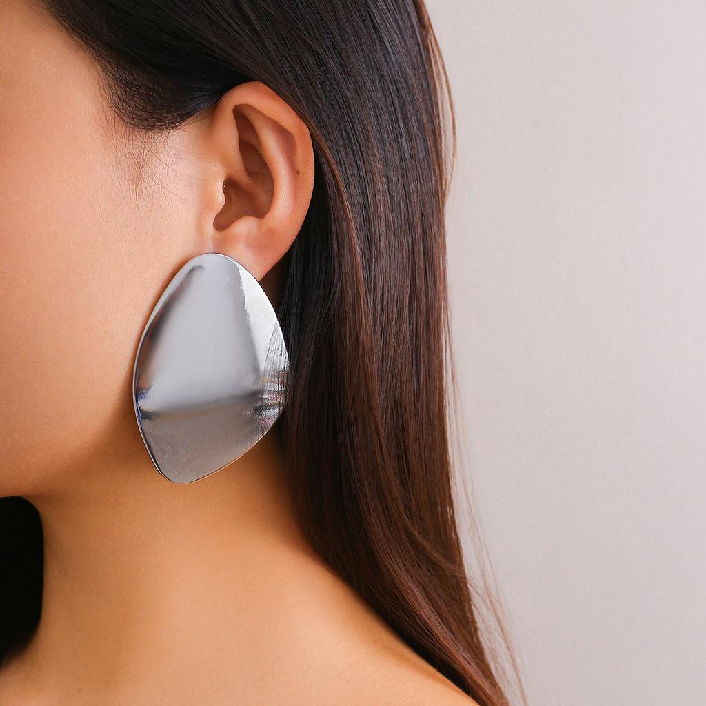 Ingemark Exaggerated Big Irregular Metal Stud Earrings for Women Trend 2026 Classic Gold Color Pierced Earring Steampunk Jewelry