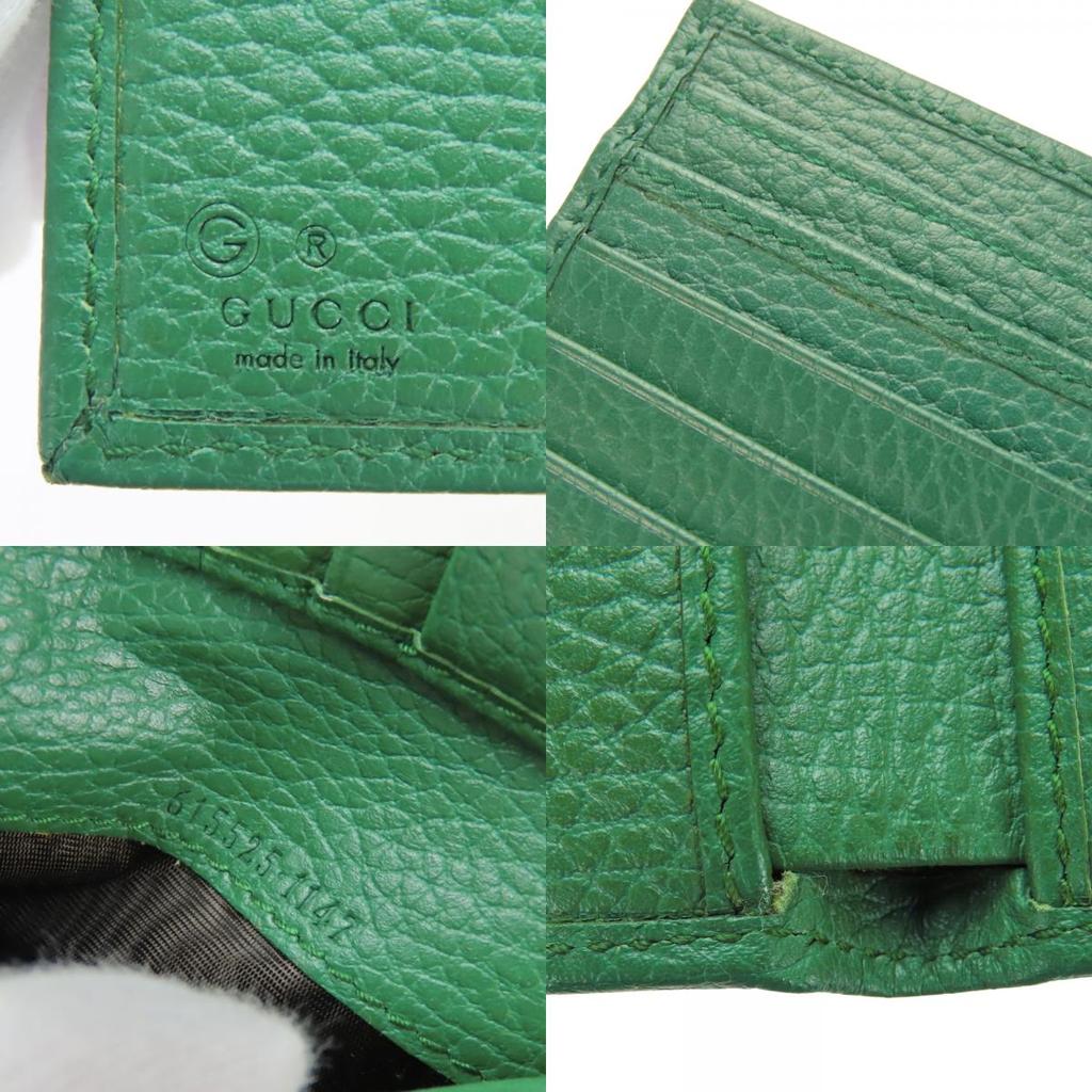 Used GUCCI Bifold Wallet Interlocking 615525 leather green outlet