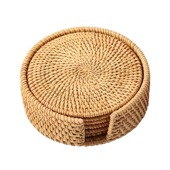 6 шт./набор подставок для напитков, набор круглых столовых приборов, подставок под тарелки, ковриков из ротанга, плетеных подложек, распродажа товаров