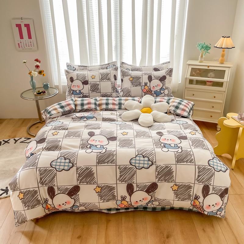 4 Thick Brushed Bed Set Single Dorm Bedding Sheet Pillowcase Quilt Cover Fresh Style