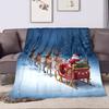 Santa's Sleigh with Reindeer at Night Patterned flannel blanket perfect for the bedroom living room, sofa, or a little nap
