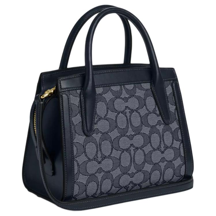 Coach Andrea 22 Monogram Design Zipper Closure Jacquard And Calfskin Shoulder Crossbody Tote Bag Small Women handbags Midnight-Navy CT766-IMX1X