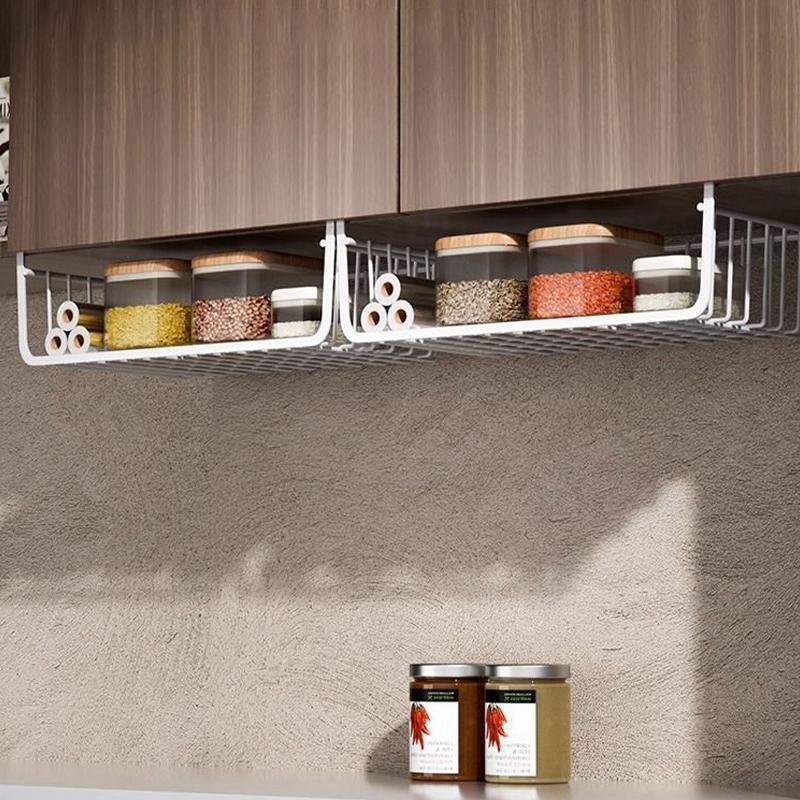 1 шт. Белая/Черная подвесная сетчатая корзина из железа, большая вместимость, подвесная под шкаф, на стену, в гардероб, корзина для хранения, кухонные инструменты