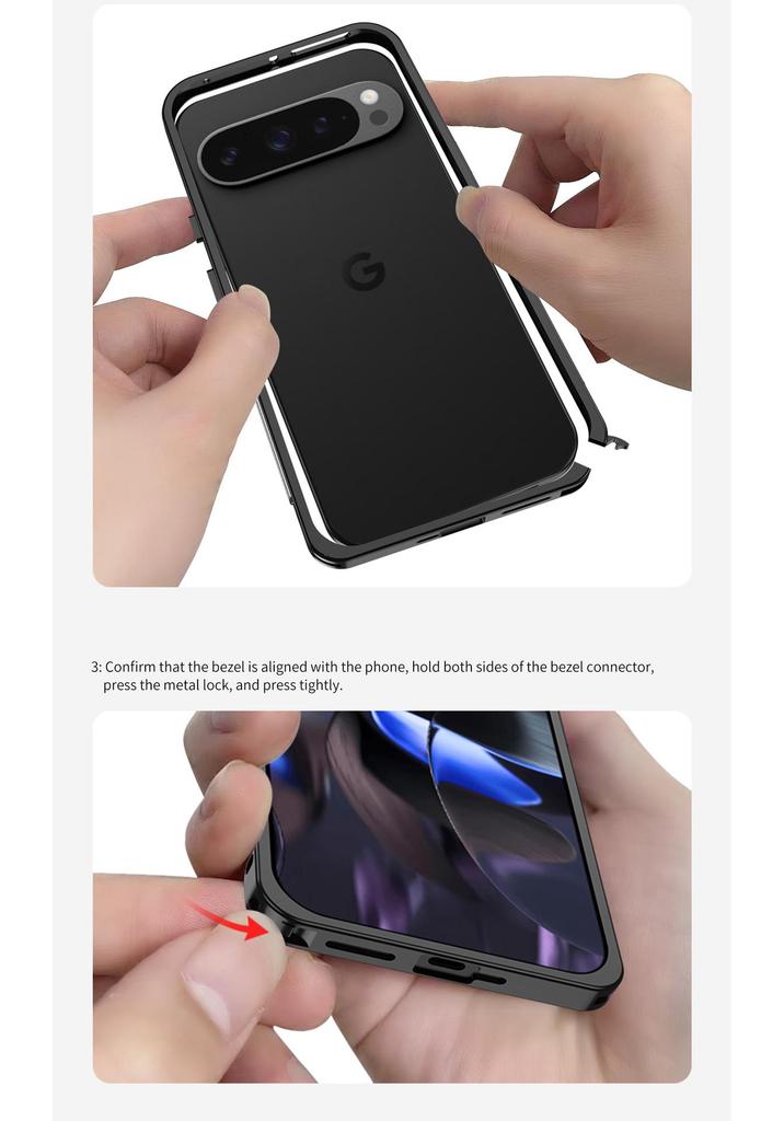 Чехол-накладка с металлическим ободком для Google Pixel 9 Pro XL, с теплоотводом