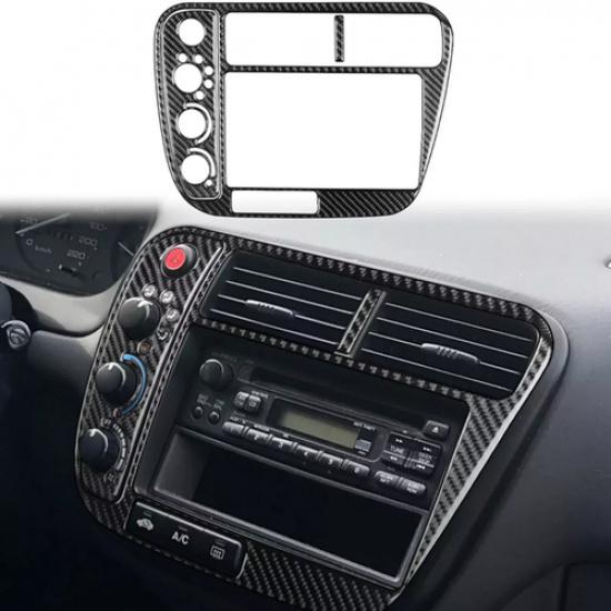 Carbon Fiber Center Console A/C Radio Panel Trim For Honda Civic 1996-2000