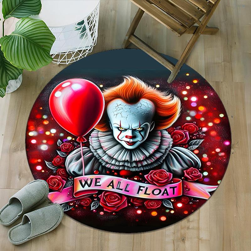 1pc Pennywise2 Print Round Carpet Chair Round Carpet Suitable for Bedroom Living Room Home Decorative Carpet