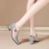 Fashionable Versatile Mesh Hollow Sandals for Women's New Breathable Pointed Thick Heel Middle Heel Shoes