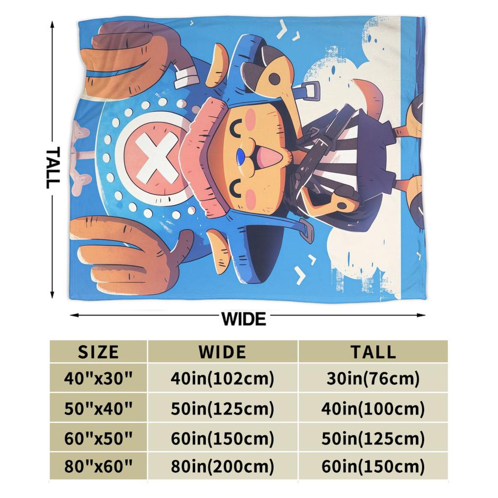 One Piece Tony Tony Chopper Anime Blanket Flannel Autumn/Winter Portable Soft Throw Blanket for Home Couch Bedspread