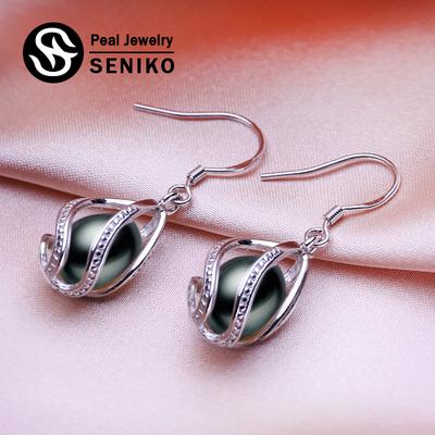 Серьги с натуральным пресноводным жемчугом, геометрический дизайн, модные серьги-клетки для женщин, длинные серьги, подарок для девочек