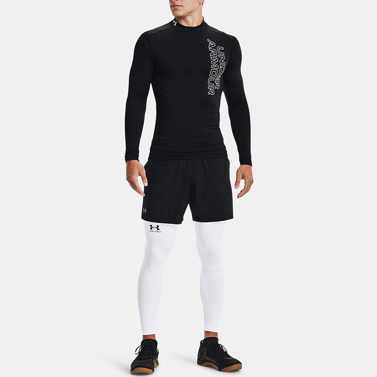 Under Armour Мужской топ для фитнеса с принтом логотипа и высоким воротом, черный 1369727-001