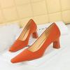 Women's Fashion High Heels Thick Heels, Shallow Mouth Square Head Bright Lacquer Leather Commuter Shoes