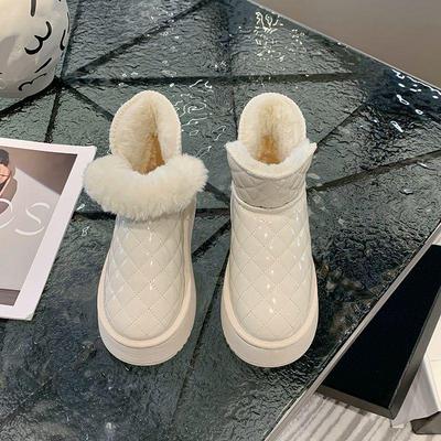 Женские зимние ботинки с блестящей поверхностью, на толстой подошве, нескользящие - Водонепроницаемая, увеличивающая рост и холодостойкая хлопковая обувь