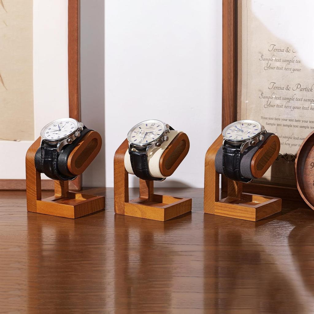 Oirlv SM23502 Wooden Watch Stand Dark Gray Mini Compact Portable Display Storage Photography