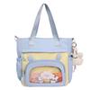 Color Block Shoulder Bag Durable Student Tote Bag Campus Crossbody Bag