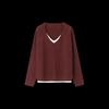 Mohan Yimei Quiet Luxury V-Neck Faux Two-Piece Knit Sweater