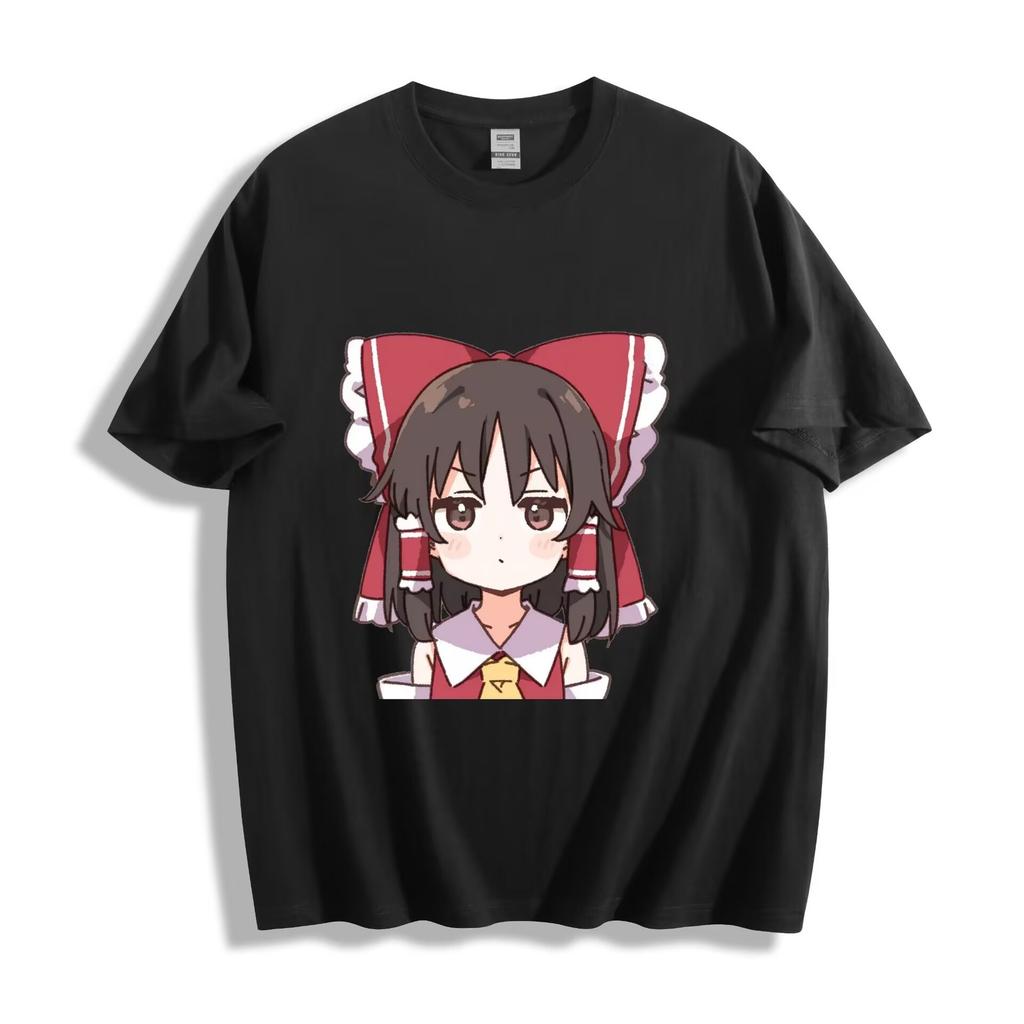 Футболка Touhou Project Рейму Хакурей — чиби-портрет с красным бантом, унисекс.