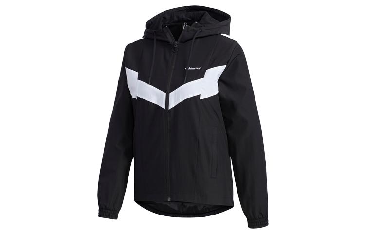 adidas Женские куртки Neo Черно-белые с капюшоном Умеренные FN6511