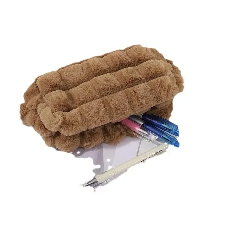 Портативная женская плюшевая косметичка с большой вместимостью, органайзер для туалетных принадлежностей, косметички, косметички на молнии, косметичка для путешествий