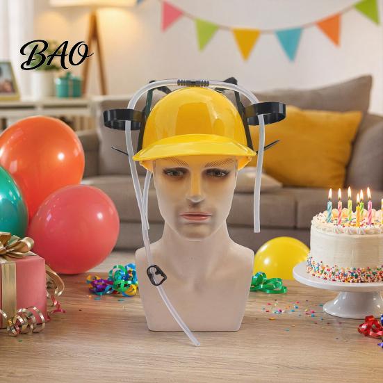 Party Headwear Drink Cap with Straw, Drinking Hat for Adults, Plastic Lazy Helmet, Hands-free Creative Beer Birthday Parties Festivals Home