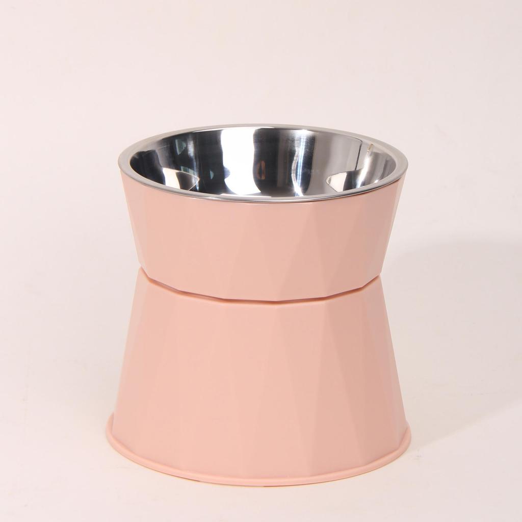 High-Leg Cat Bowl with Neck Protection, Stainless Steel, Anti-Black Chin Design