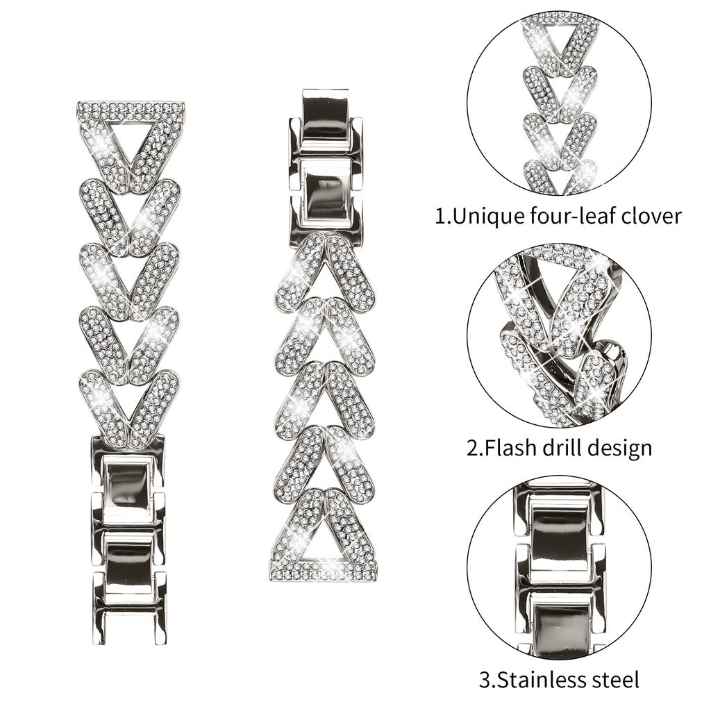 Zinc Alloy Twisted Watch Band Rhinestone Decor for Honor MagicWatch 2 42mm Watch Strap