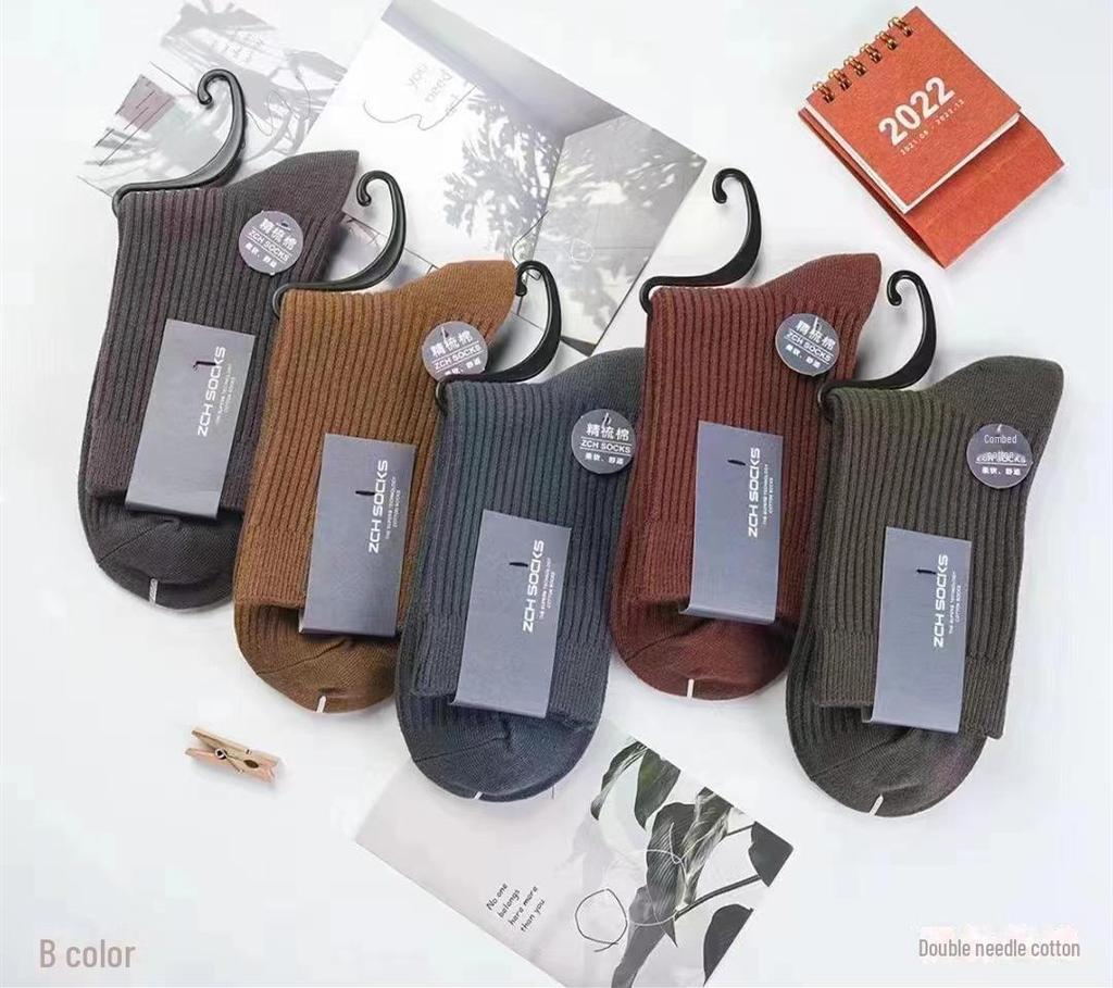 Мужские носки средней длины - 100% хлопок, дезодорирующие, впитывающие пот, для всех сезонов