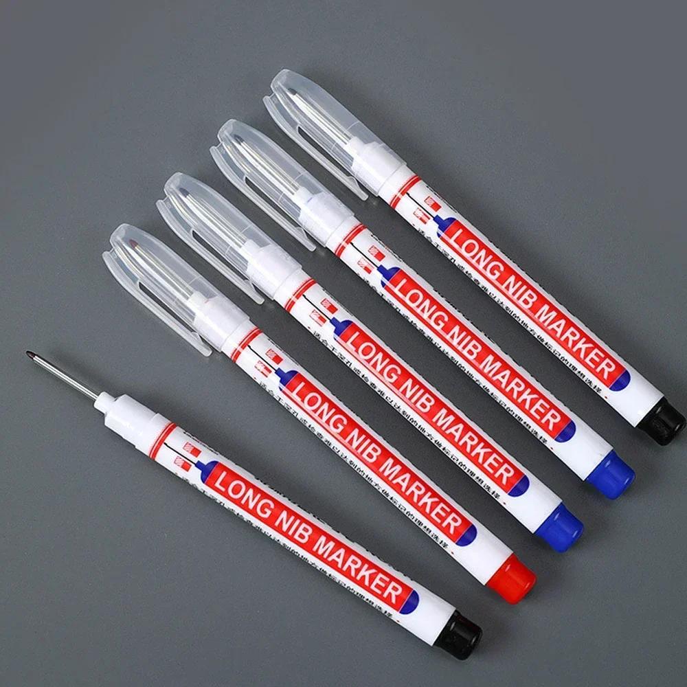 20mm 1-100Pcs Waterproof Deep Hole Marker Long Head Markers Pen Woodworking for Metal Carpenter White/Black/Red/Blue/Green Ink